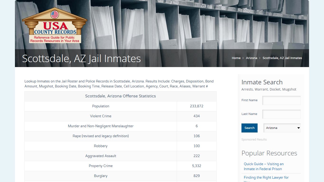 Scottsdale, AZ Jail Inmates | Name Search