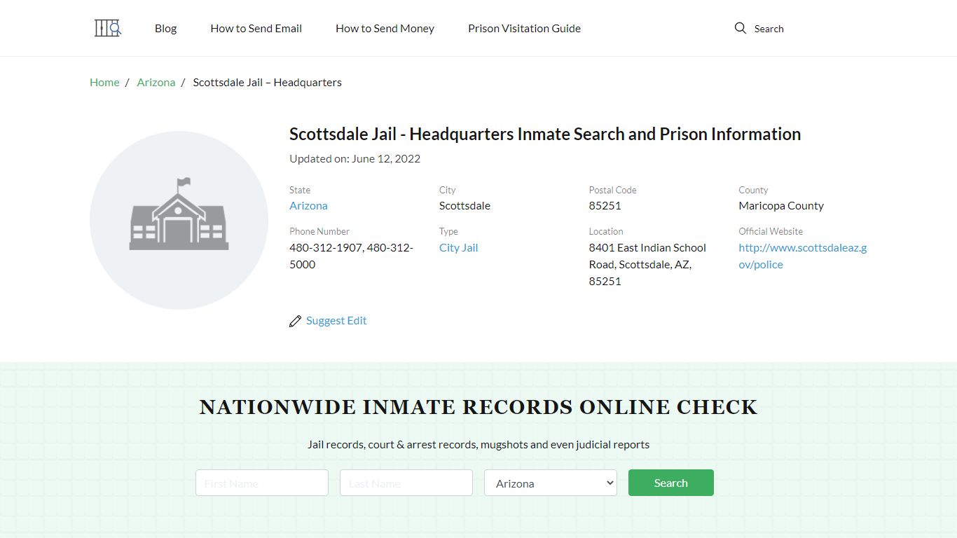 Scottsdale Jail - Headquarters Inmate Search, Visitation ...