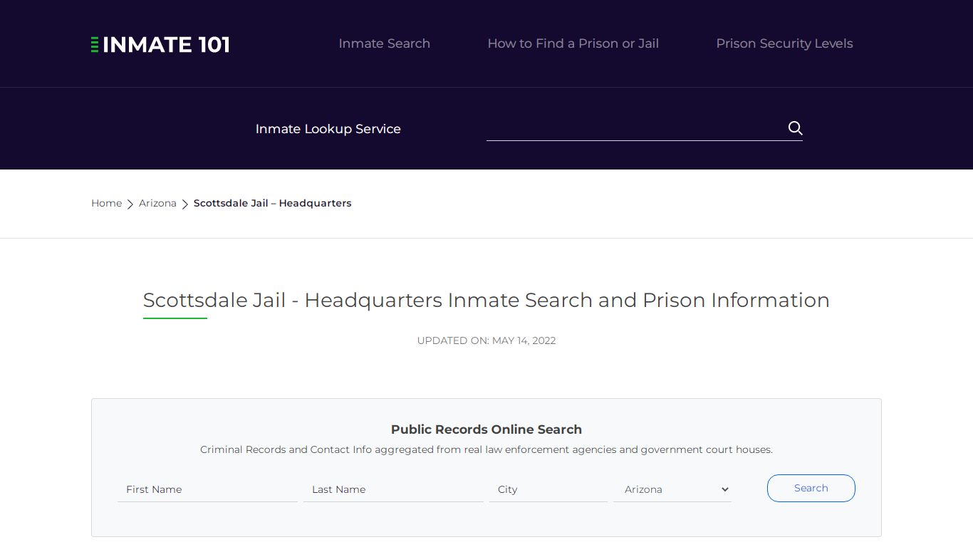 Scottsdale Jail - Headquarters Inmate Search, Visitation ...